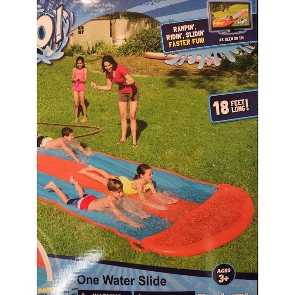 H20 Go Aqua Ramp Triple Water Slide Drench Water Pool Slip N Slide 18 FEET LONG - Picture 2 of 7